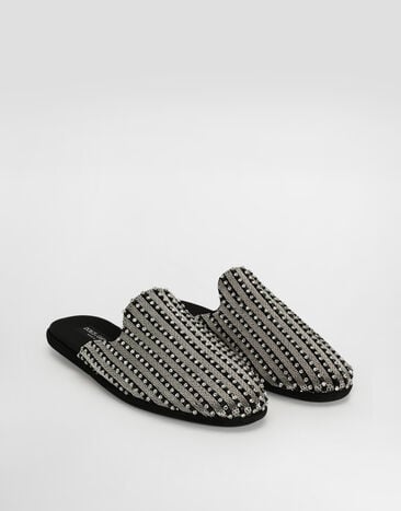 Dolce & Gabbana Suede slippers with embroidery Multicolor A80587A0186