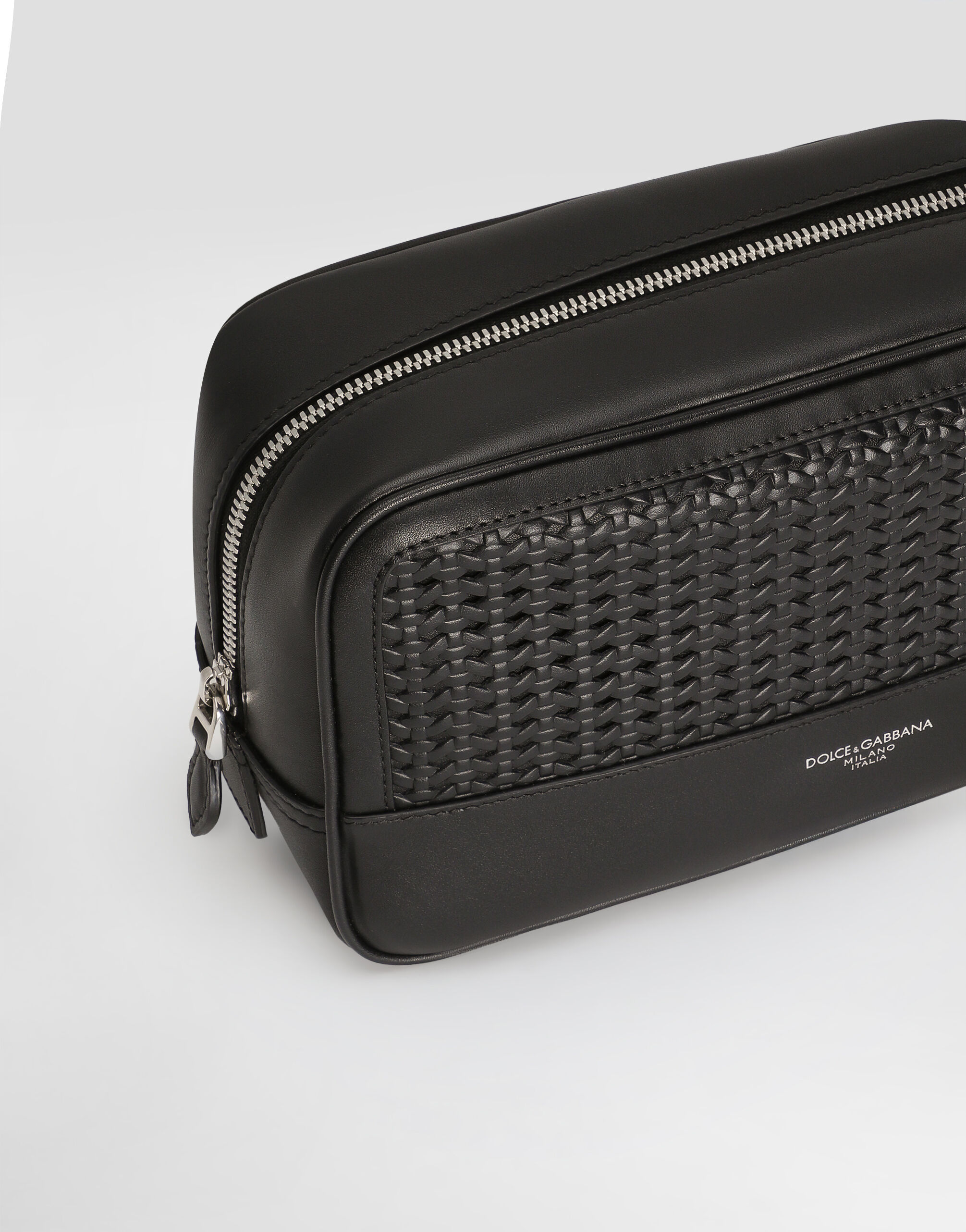 Woven plongé calfskin necessaire in Black for Men | Dolce&Gabbana® US