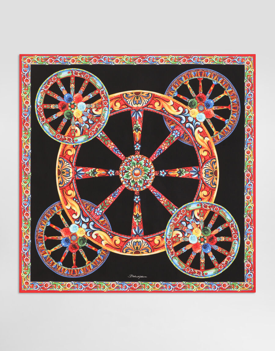 90x90 carretto-print silk twill scarf