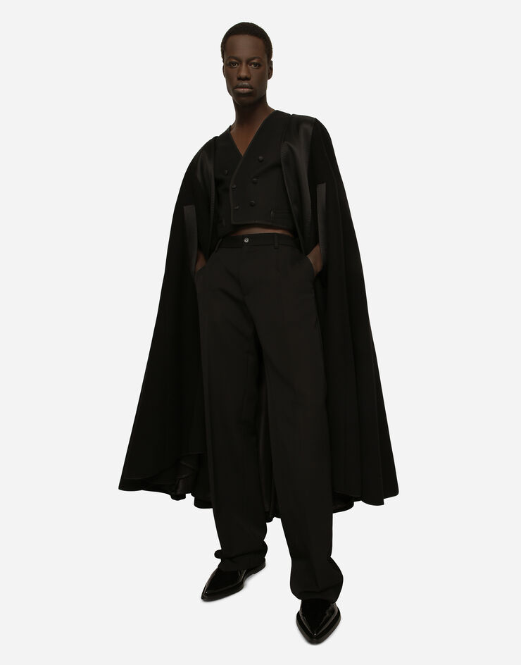 Dolce&Gabbana Double wool baize cape Black G040KTGG895