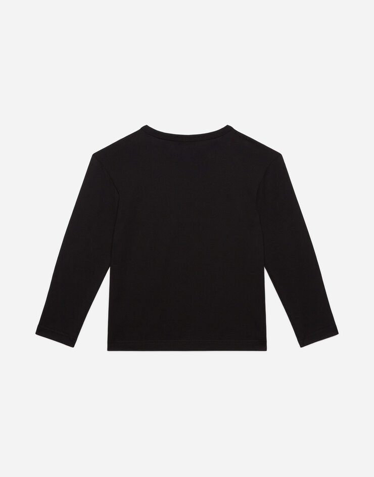 Long-sleeved jersey t-shirt with plate in BLACK for Men | Dolce&Gabbana®