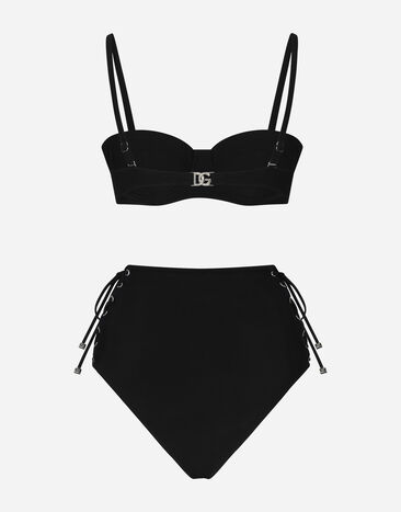 Dolce & Gabbana Balconette bikini top and laced high-waisted bikini bottoms Black O8C11JONM64