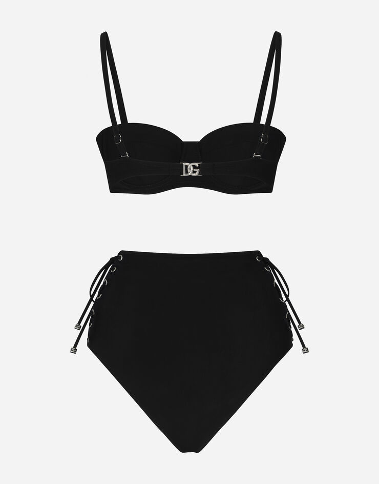 Dolce & Gabbana Balconette bikini top and laced high-waisted bikini bottoms Black O8C11JONM64
