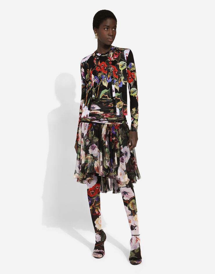Dolce & Gabbana Silk cardigan with rose garden print Estampado FXV05TJAHJZ
