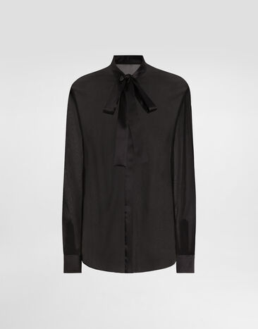Dolce & Gabbana Chiffon pussy-bow shirt Black F5T27TFU1AT