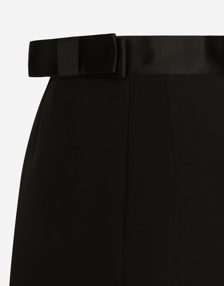 Dolce & Gabbana ミディタイトスカート ウール サテンベルト ブラック F4CVBTFUBF1