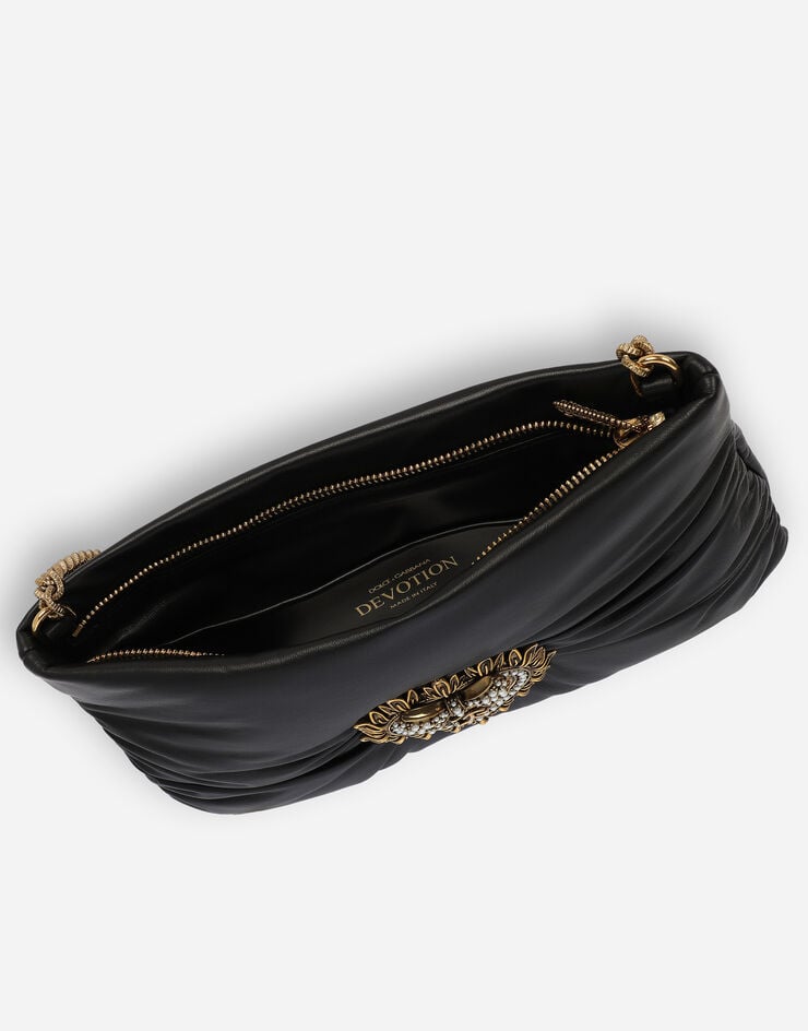 Dolce&Gabbana Borsa Devotion soft piccola in Pelle di Vitello Nero BB7378AK274