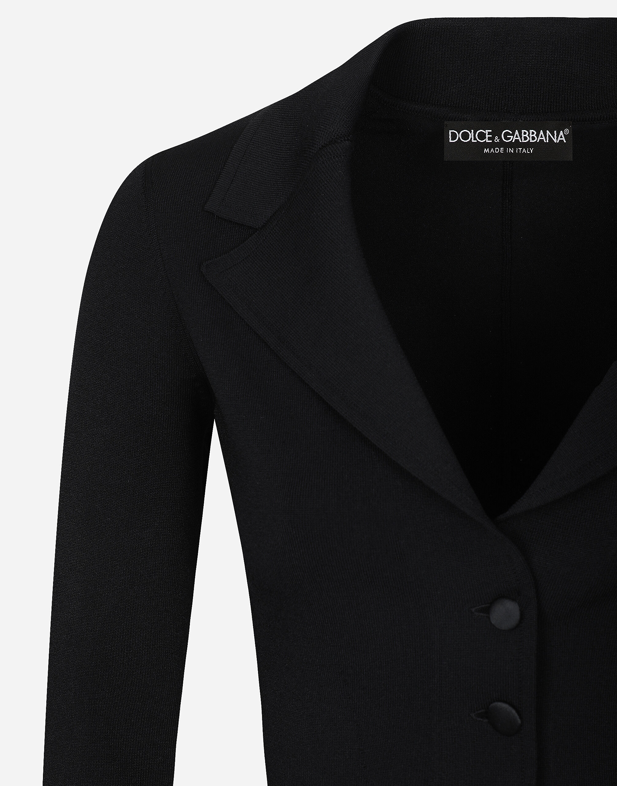 ブラックのウィメンズ DGロゴ ストレッチビスコース ニット ショートジャケット | Dolce&Gabbana®