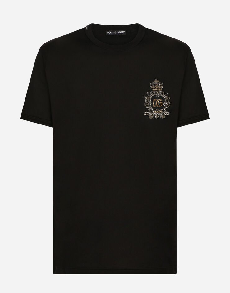 Dolce & Gabbana Tシャツ コットン DGヘラルドリーパッチ ブラック G8OU9ZFU7EQ