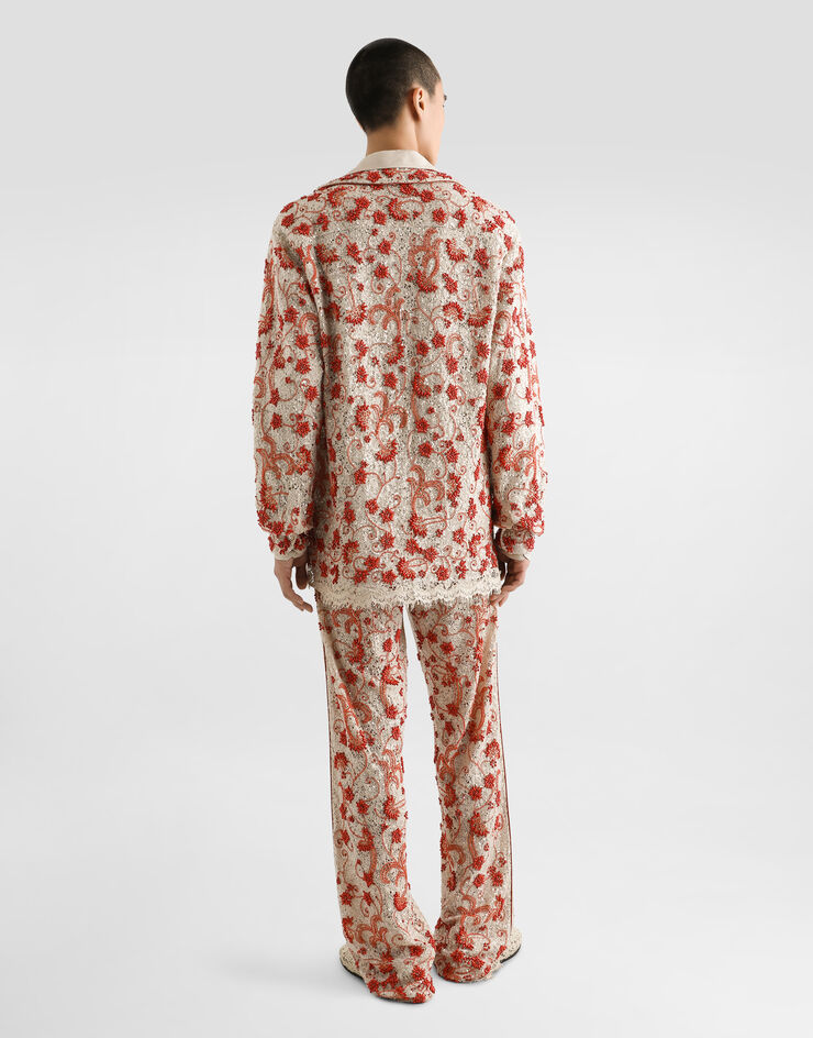 Dolce & Gabbana 亚麻帆布 V 领长袖衬衫 米色 G5MX5TFU4MC