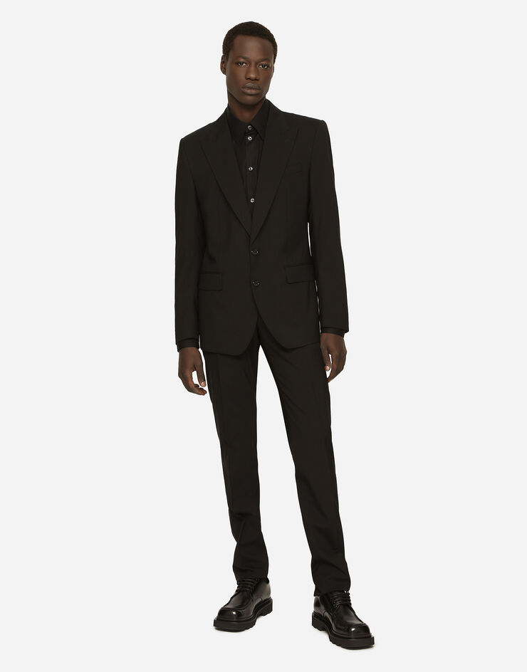 Stretch wool Sicilia fit suit in Black for Men Dolce Gabbana