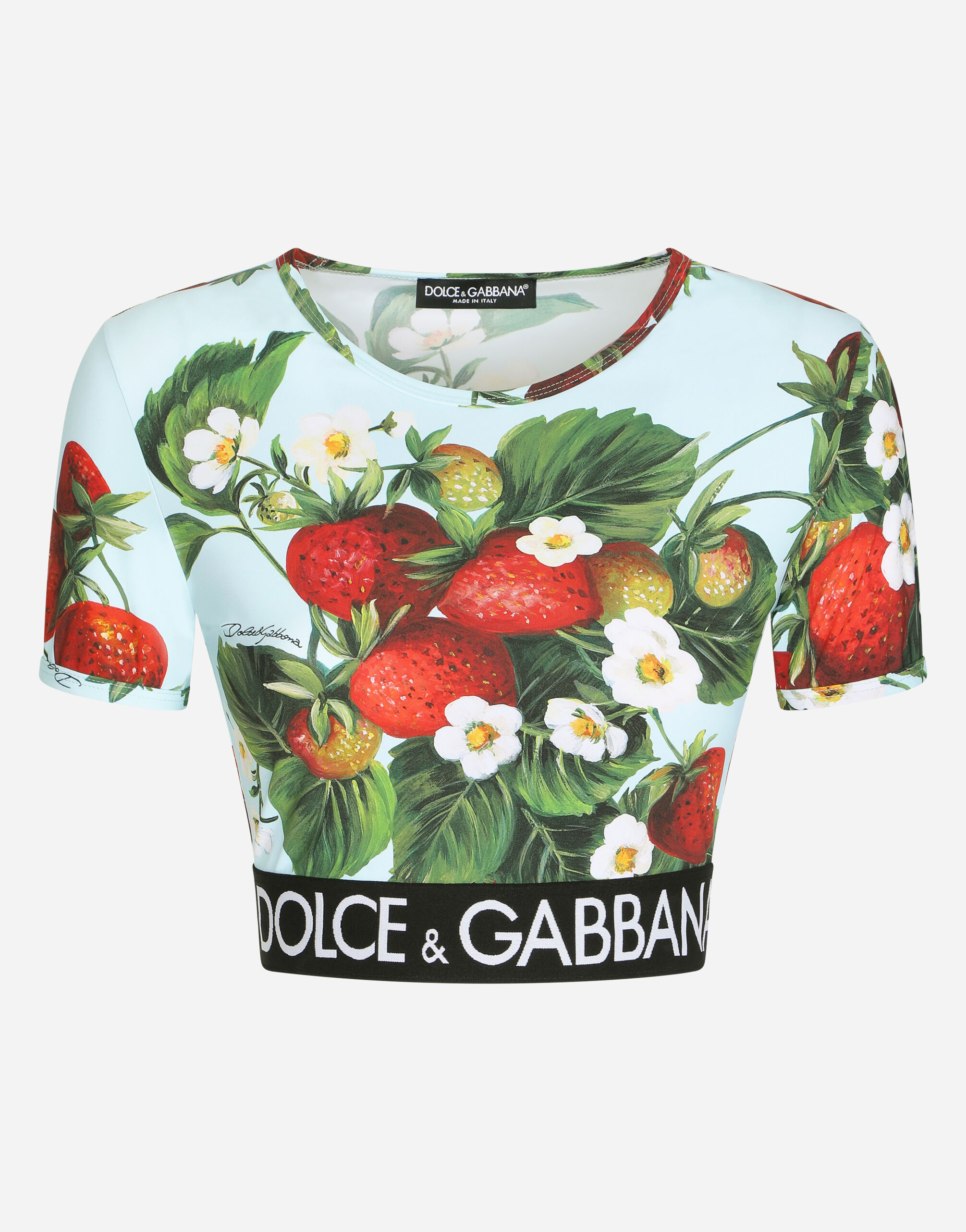 Technical jersey T-shirt with strawberry print