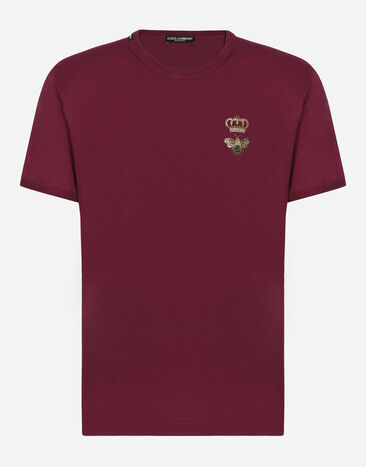 Dolce&Gabbana Cotton T-shirt with embroidery Black G8PV0TG7F2I