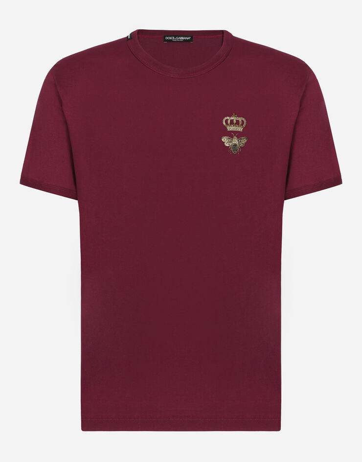 Dolce & Gabbana T-shirt en coton à broderie Bordeaux G8PV1ZG7WUQ