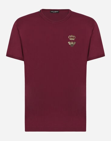 Dolce & Gabbana Cotton T-shirt with embroidery Black G5JG4TFU5U8