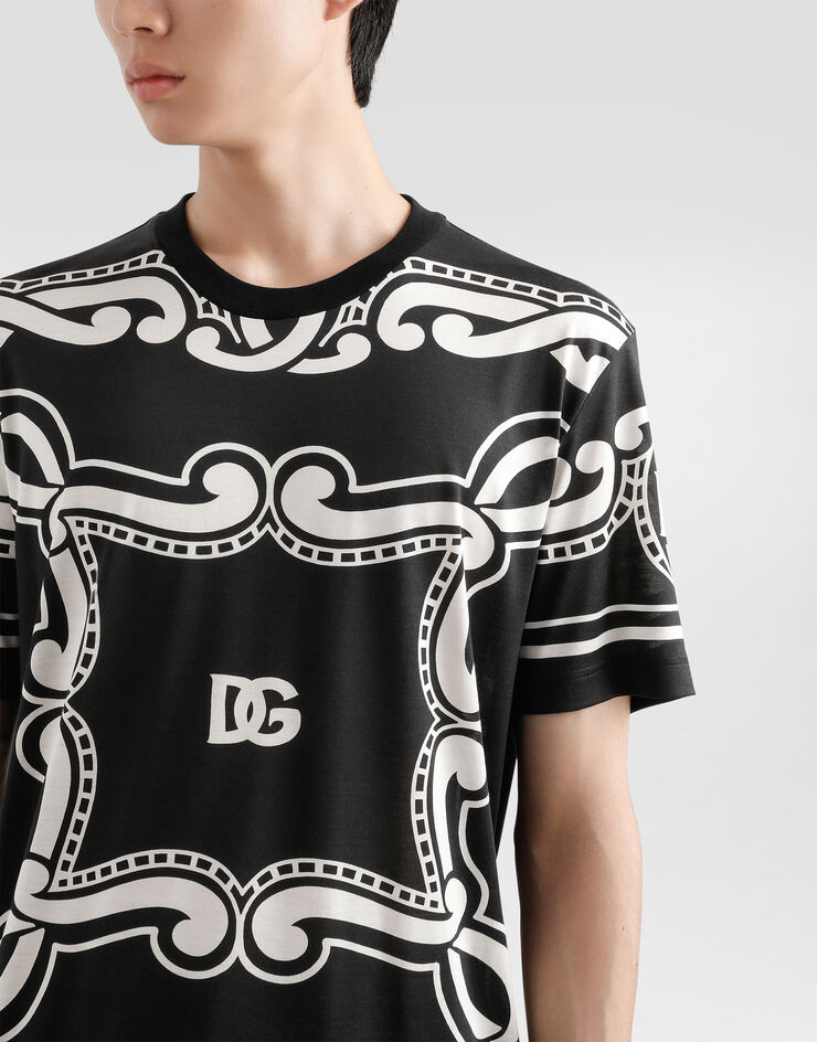 Dolce & Gabbana Silk T-shirt with bandanna print Print G8RN8TII7FM