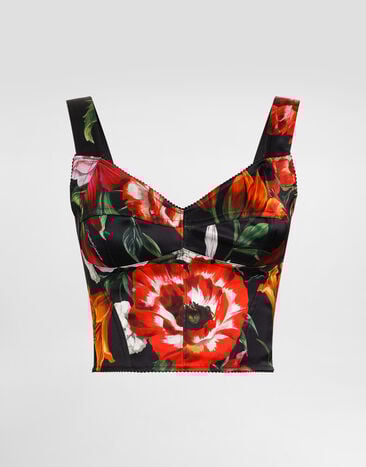 Dolce & Gabbana Flower-print satin corset Print F7T19TFSIB2