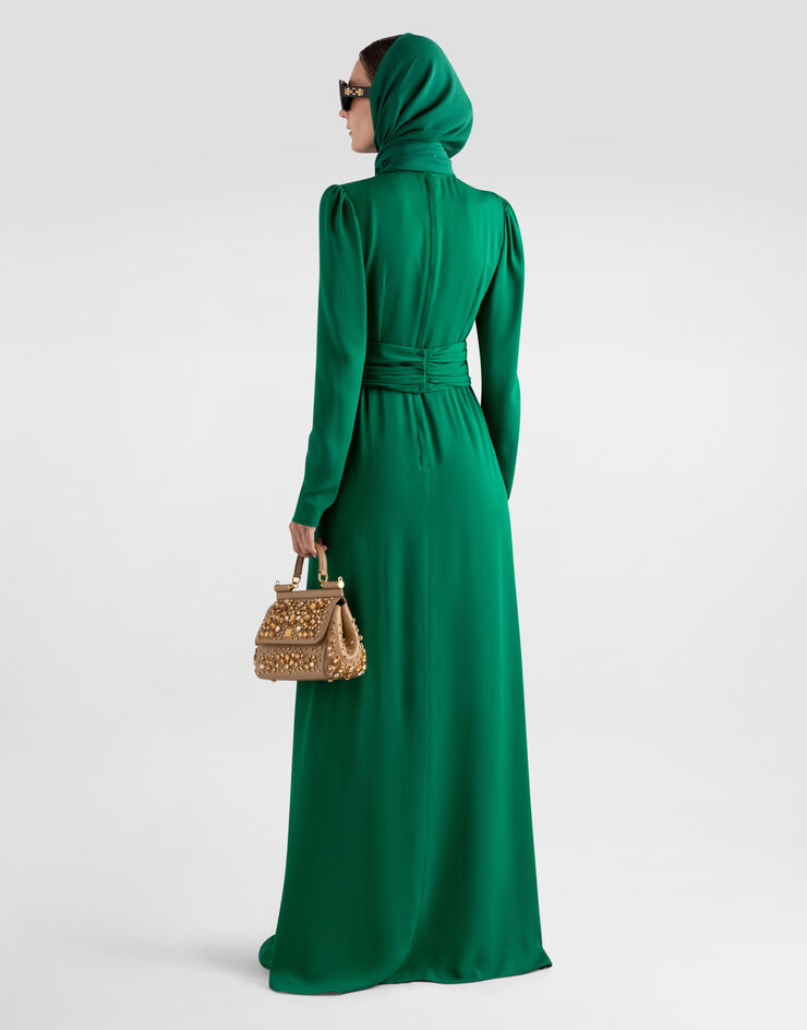 Dolce & Gabbana Rose-print charmeuse dress Multicolor I6AE7ZFSA77