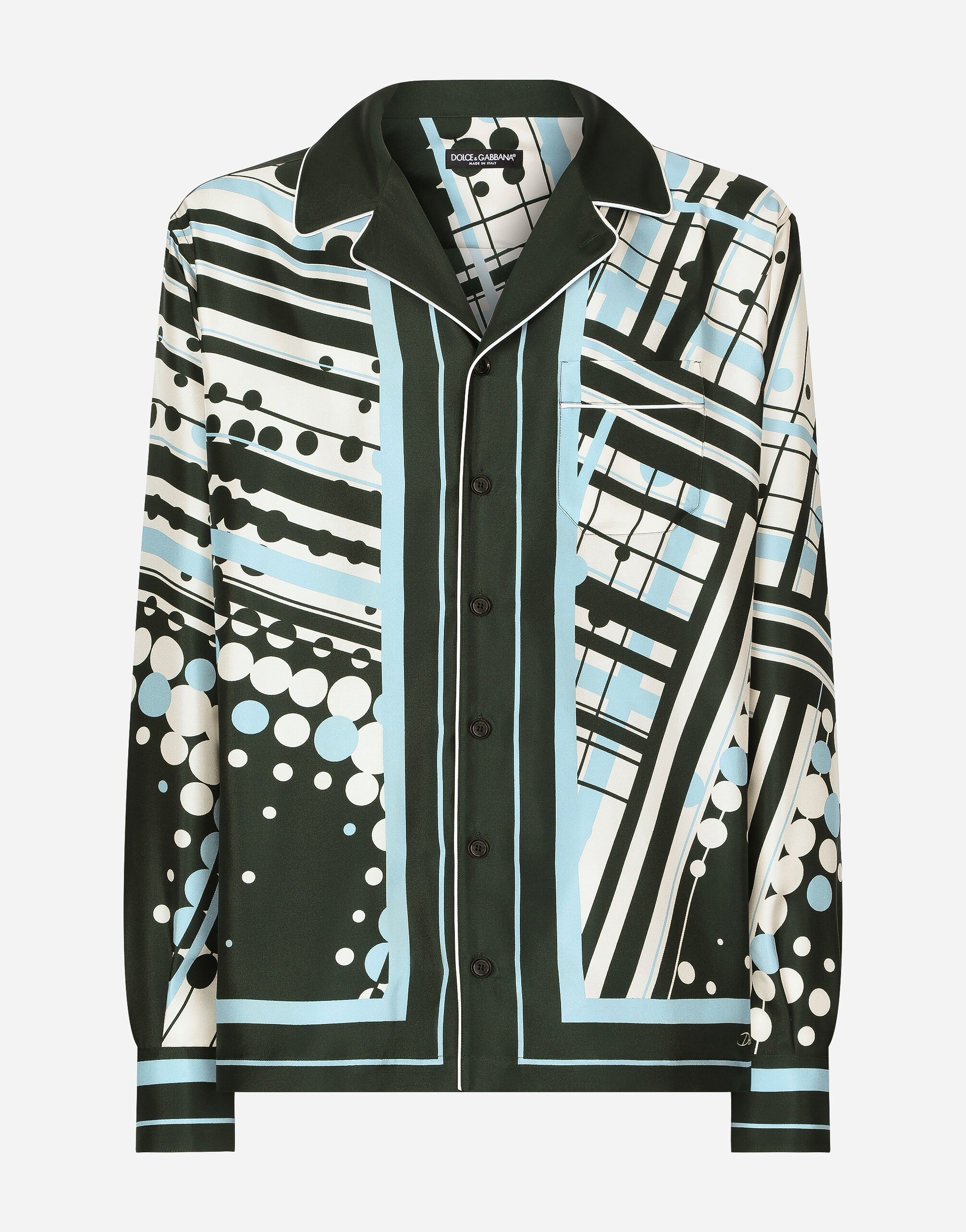 Dolce & Gabbana Рубашка из шелка с принтом лазурный G5LI8TFU4LG