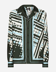 Dolce & Gabbana Camicia in seta stampata Blu BM2294AG182
