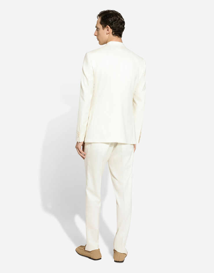 Dolce & Gabbana Silk jacquard round-neck sweater with DG logo White GXX03TJBSOS