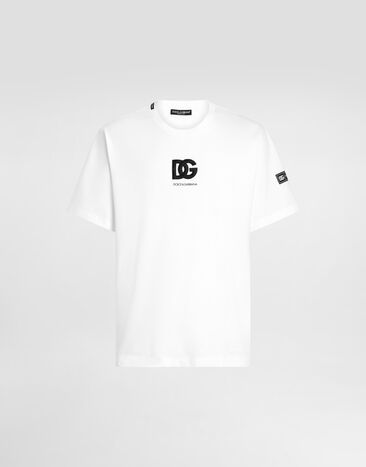 Dolce & Gabbana Short-sleeved T-shirt with DG logo patch White G8PN9ZG7M2F