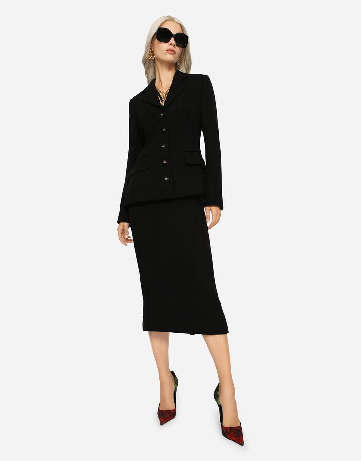 Dolce & Gabbana Jupe mi-longue en laine vierge Noir F4BZBTGDCL2