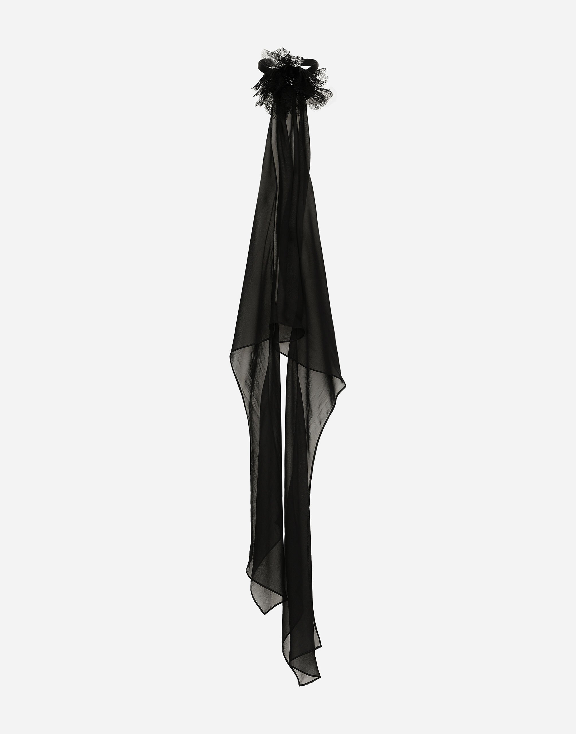 Dolce & Gabbana Top de chifón con flor en el cuello Negro F29ZMTFU28J
