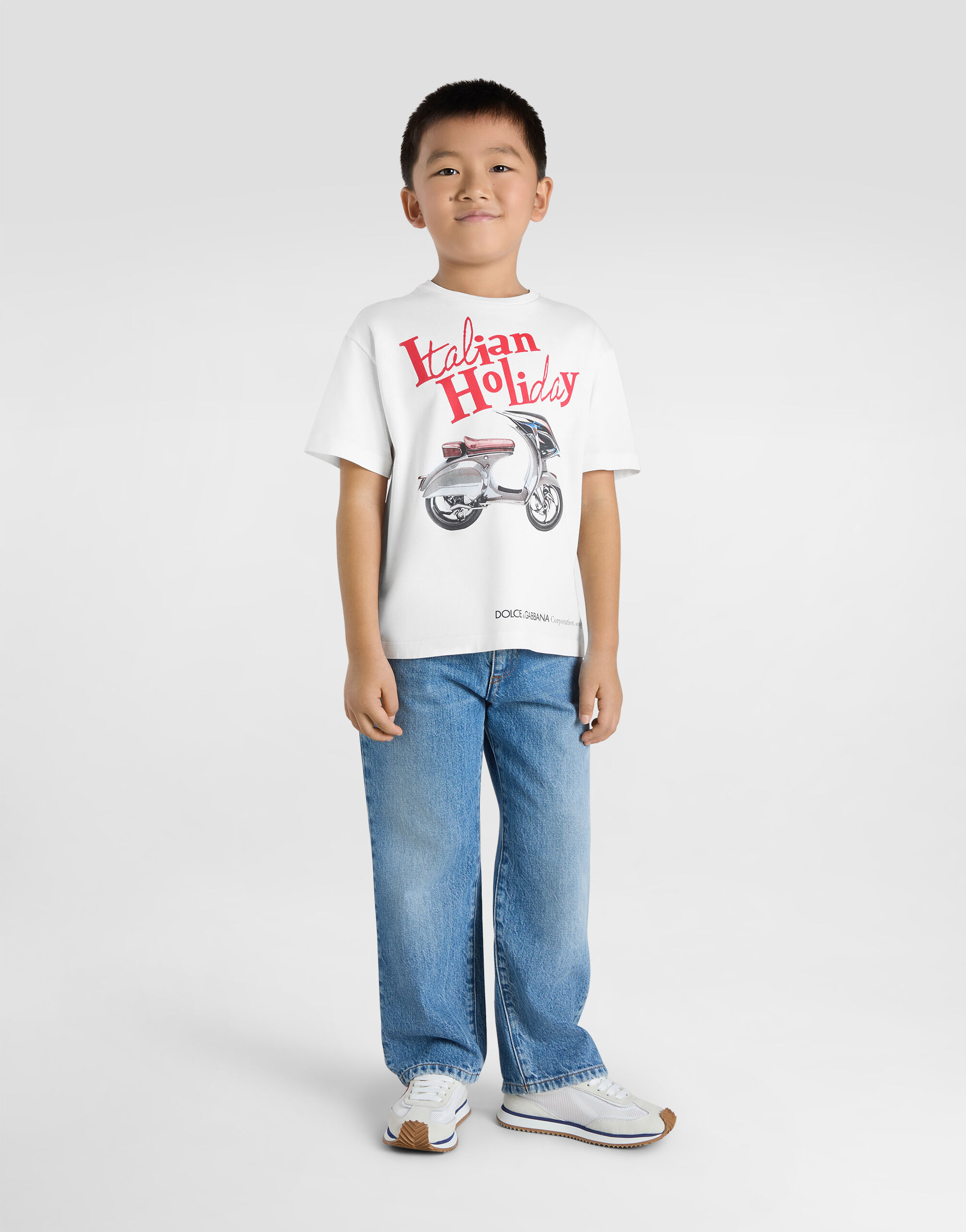 Jersey T-shirt with Italian Holiday print in White for Boys