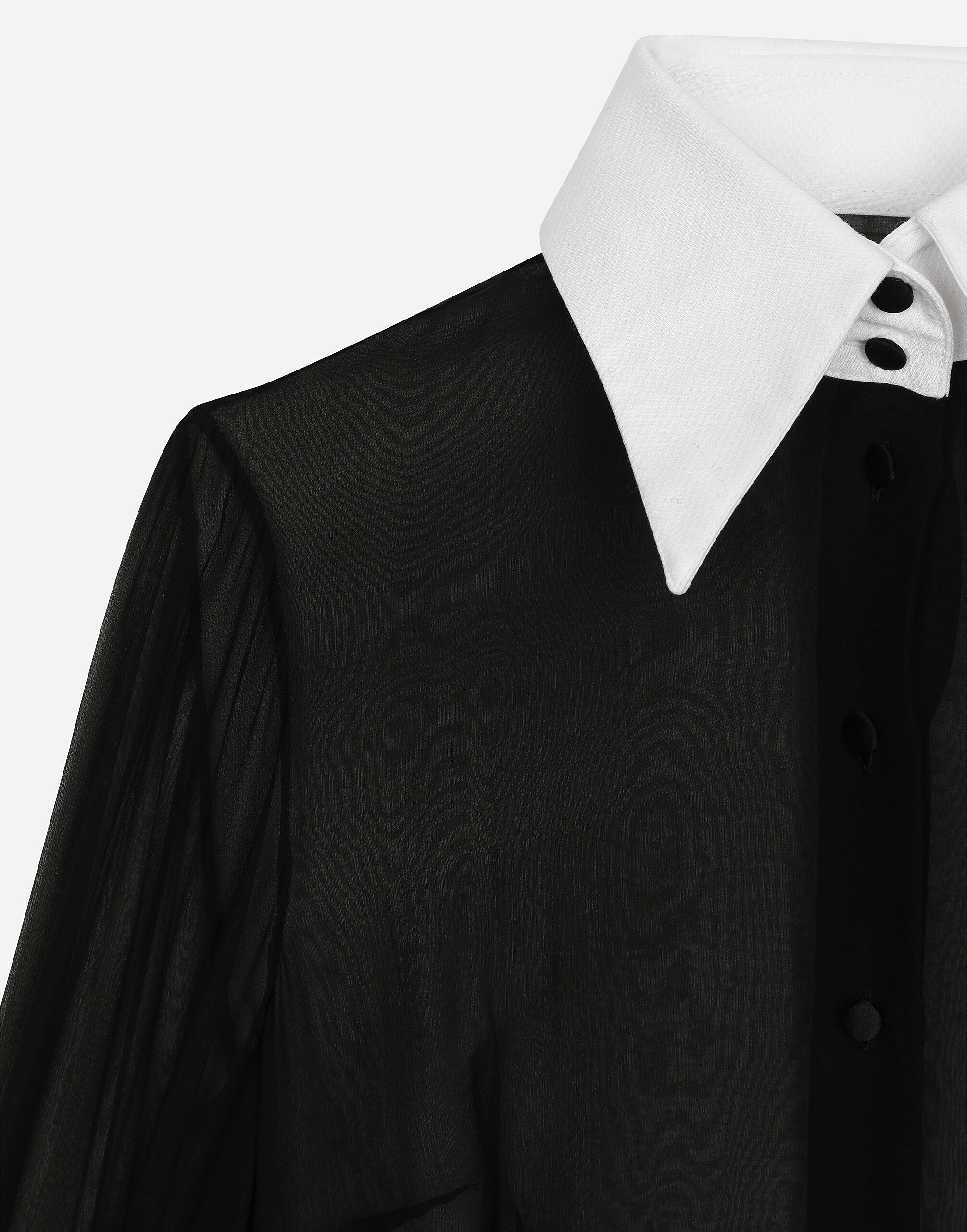 Womens black shirt with white collar and cuffs outlet