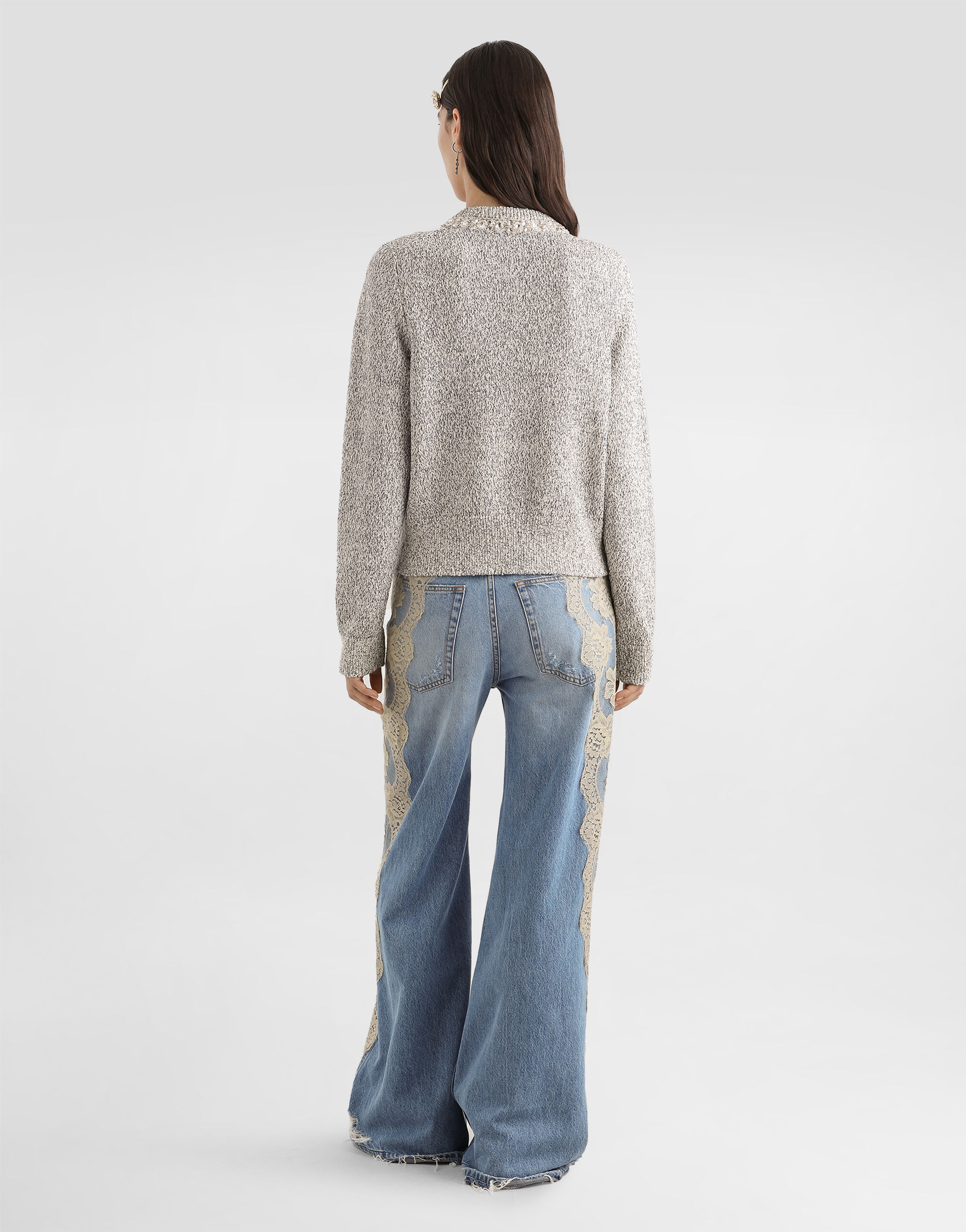 Cotton and silk cardigan in Grey for Women | Dolce&Gabbana® US