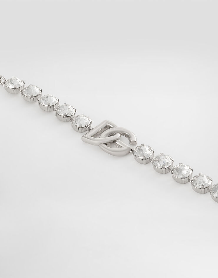 Dolce & Gabbana Bracelet with rhinestones and DG logo Silver WBO4S4W1111