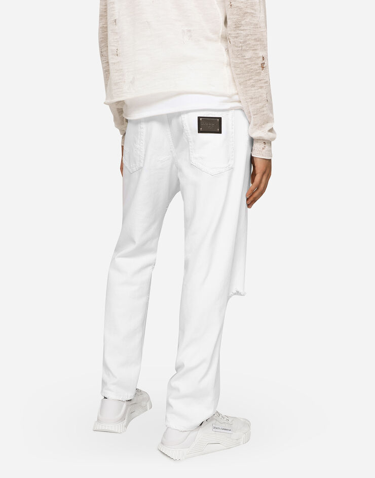 Dolce&Gabbana Jeans Loose Weiß mit Rissen und Abriebstellen Mehrfarbig GYJDADG8JA0