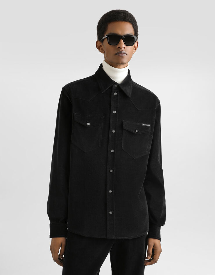 Dolce & Gabbana Fine-wale corduroy shirt Black G5MA1TGJ589