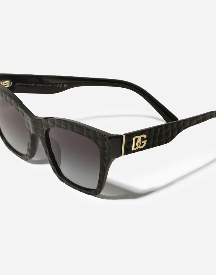 Dolce & Gabbana DG Crossed Sunglasses Black texture cocco VG4512VP88G