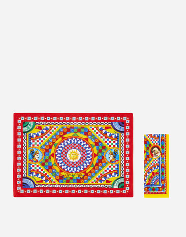 Dolce & Gabbana Set Linen Placemat and Napkin Multicolor TCGS04TCADO