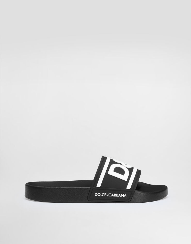 Dolce & Gabbana Rubber beachwear sliders with DG logo Multicolor CS2072AQ858