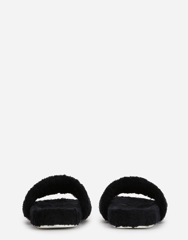 Dolce & Gabbana Terrycloth sliders with logo tag Black CS2183AJ210