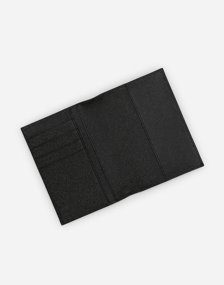 Dolce & Gabbana Funda para el pasaporte de piel de becerro dauphine con plaquita Negro BI2215A1001