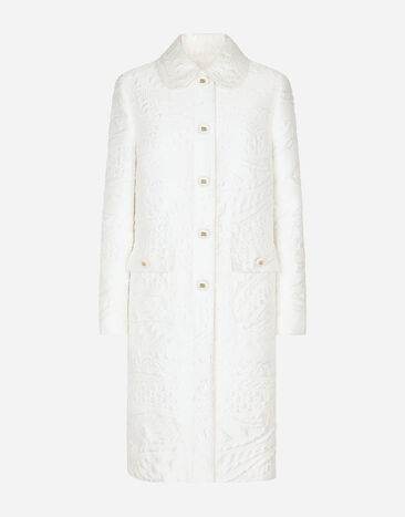 Dolce & Gabbana Brocade coat with DG buttons Beige F0W3STHUMVM