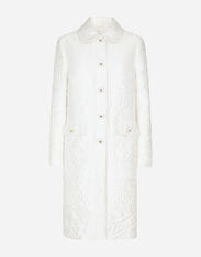 Dolce & Gabbana Brocade coat with DG buttons White F0C3RTHJMOK