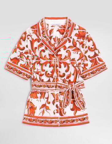 Dolce & Gabbana Majolica-print poplin vanity shirt Multicolor L56S07G7P4J