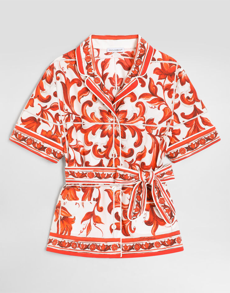 Dolce & Gabbana Majolica-print poplin vanity shirt Multicolor L56S07G7P4J