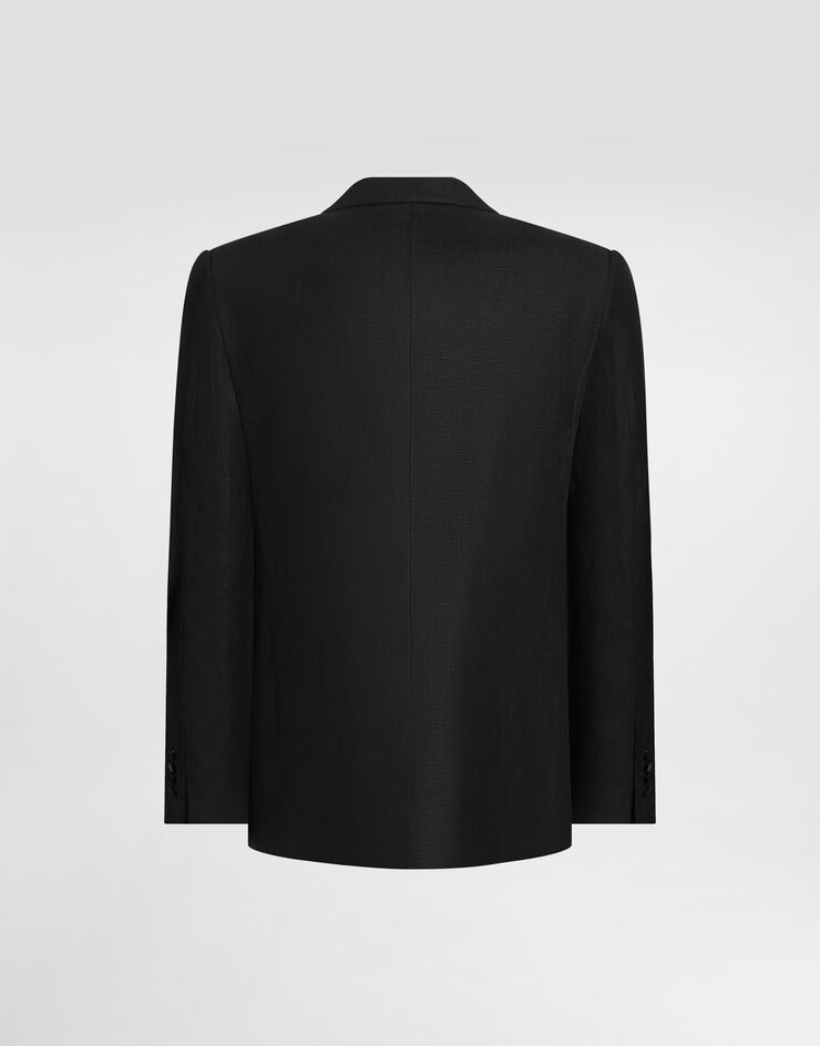 Dolce & Gabbana Einreihiger Anzug aus Leinen-Canvas Black GK04ITFU4MC