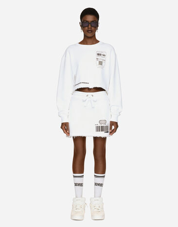 Dolce & Gabbana Long-sleeved round-neck sweatshirt in cotton jersey DGVIB3 White O9C38JONP12