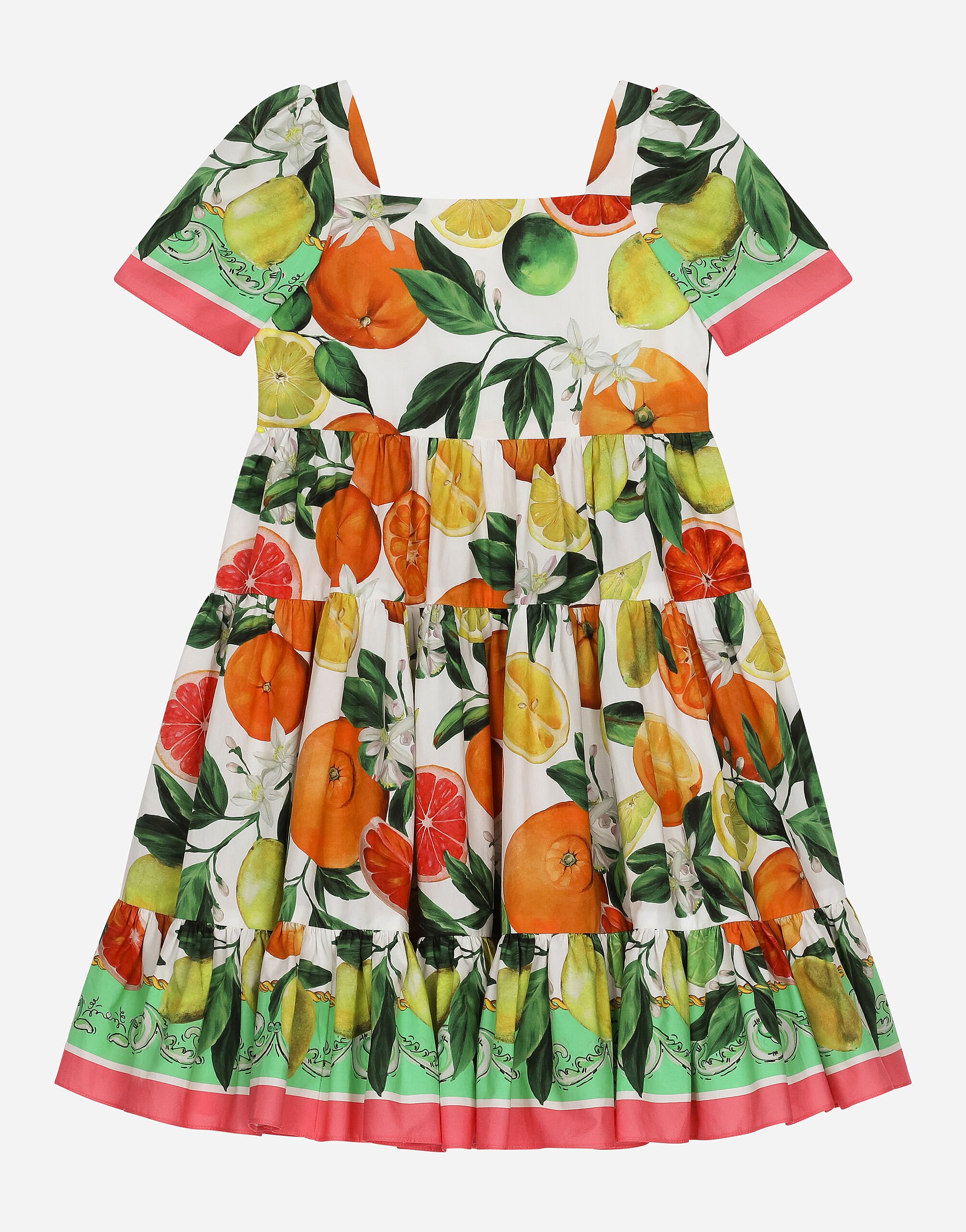 Dolce & Gabbana Kleid aus Popeline Orangen- und Zitronenprint Drucken L53DI6HS5QR