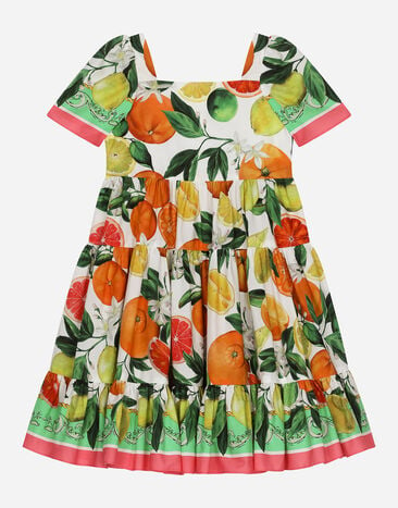 DolceGabbanaSpa Poplin dress with lemon and orange print Multicolor L53DP9FJM8X