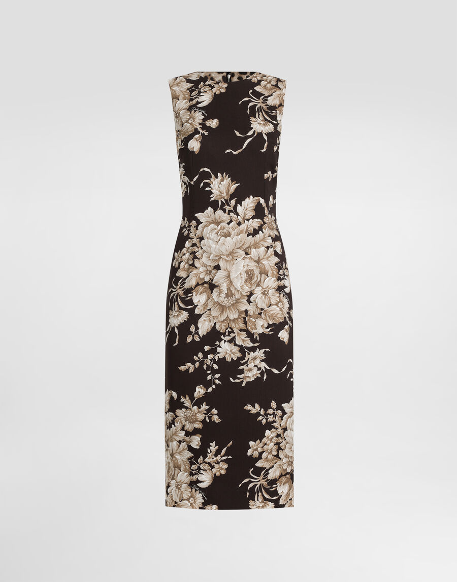 Rose-print charmeuse dress