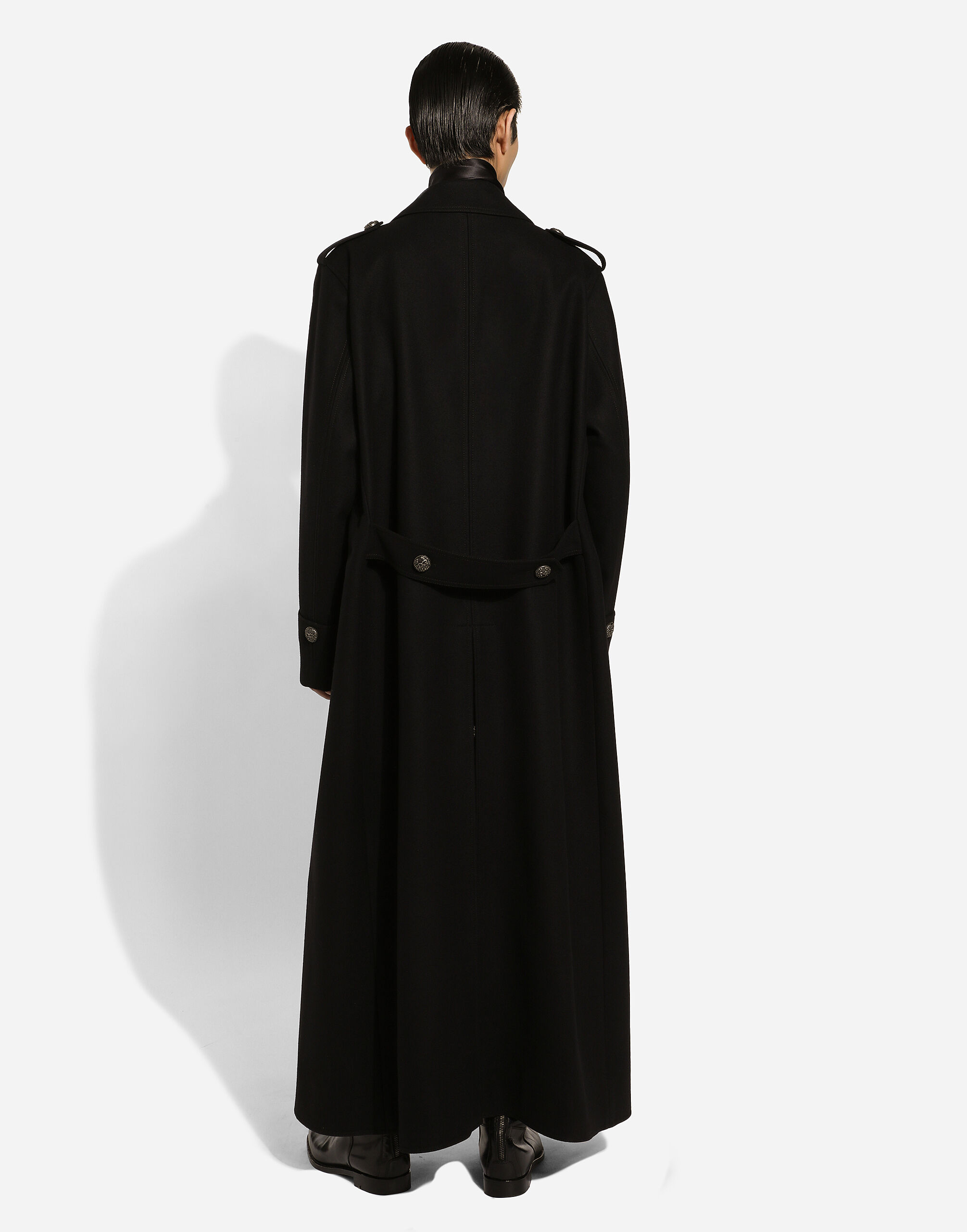 【送料&関税込】Dolce & Gabbana Black Cashmere Coat DOLCE & GABBANA Jacket Black Single Breasted Trench Coat