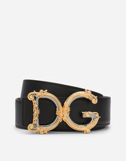 Dolce & Gabbana Leather belt with baroque DG logo Black BE1635AW576